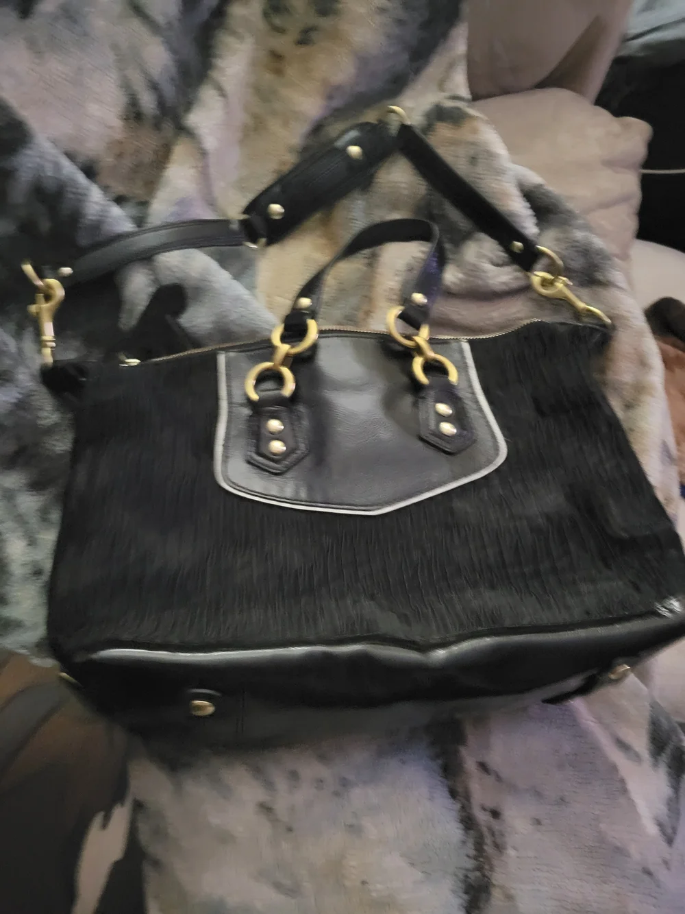 Coach Black Shoulder Tote with Gold Hardware